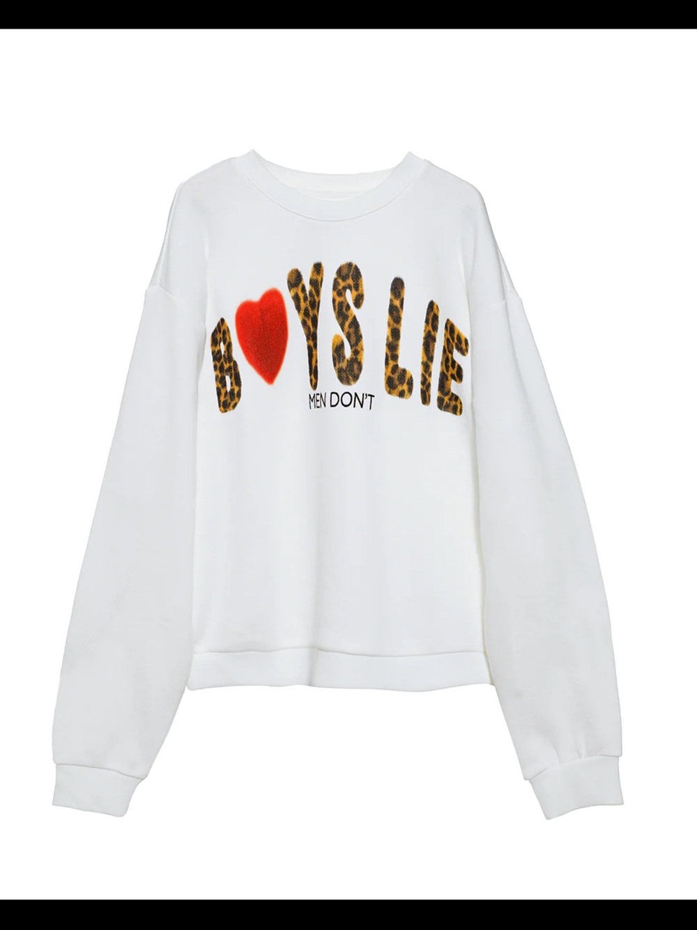 Boys Lie White Sweatshirt with Leopard Logo and Red Heart